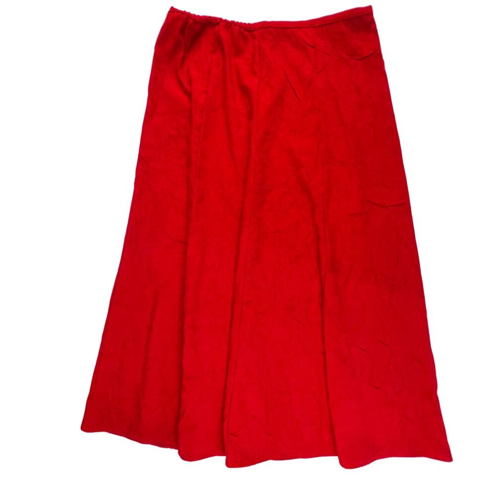 Christopher Banks Skirt 14 Solid Tomato Red Flowy Midi A Line Essential Skirt